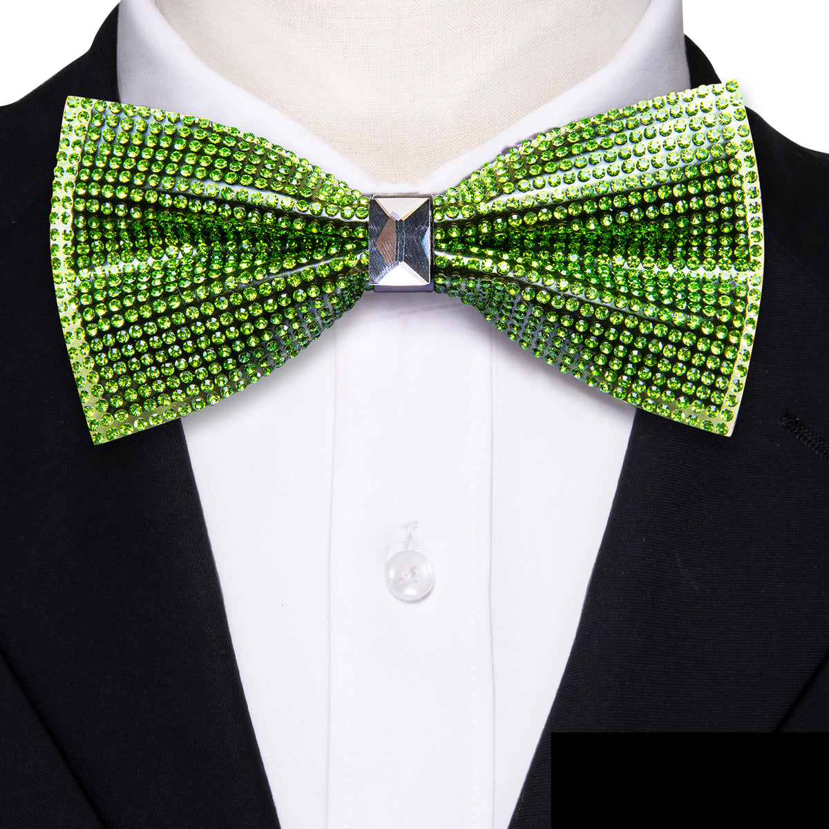 Green Shining Rhinestones Bow Tie Set bow ties - Sophisticated Gentlemen