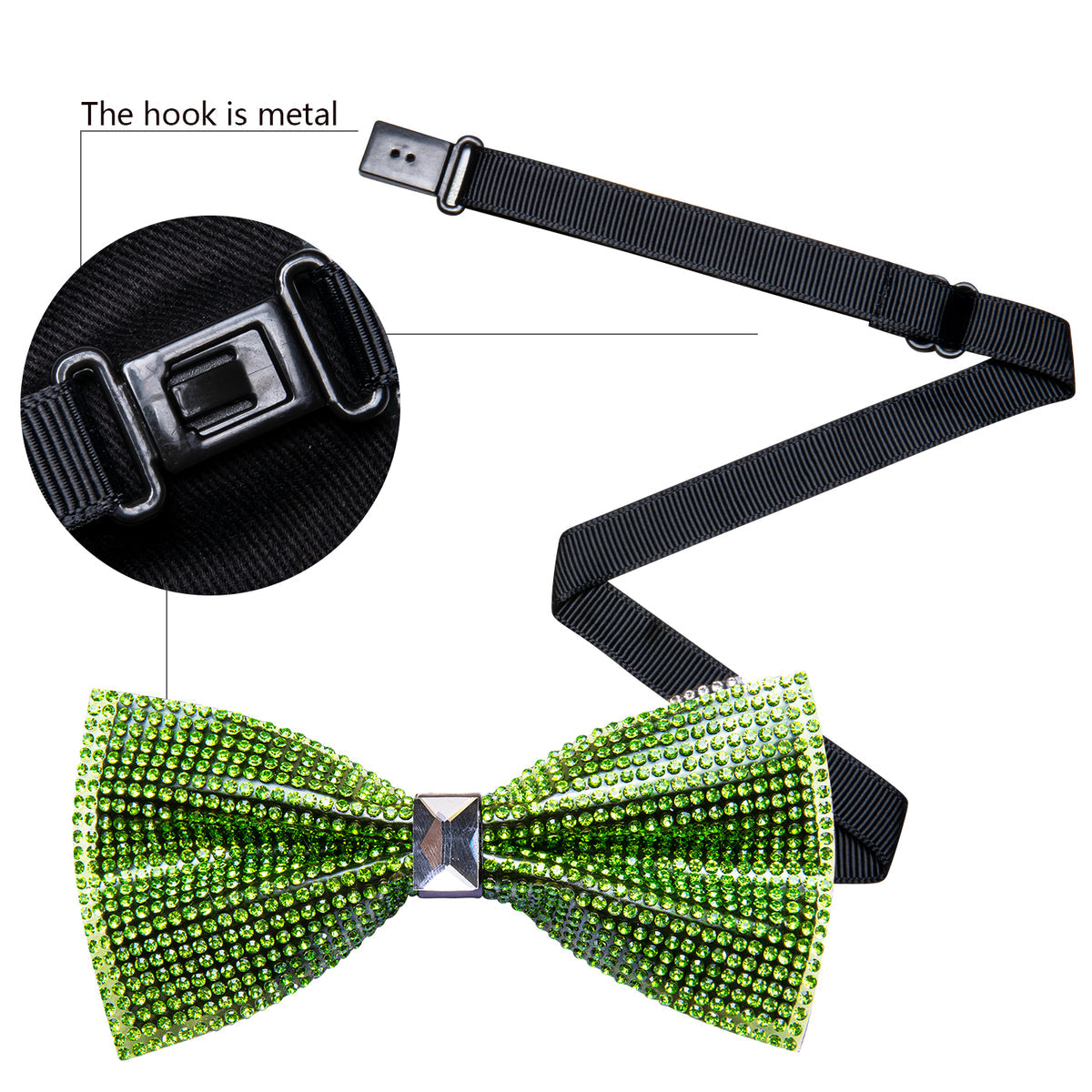 Green Shining Rhinestones Bow Tie Set bow ties - Sophisticated Gentlemen