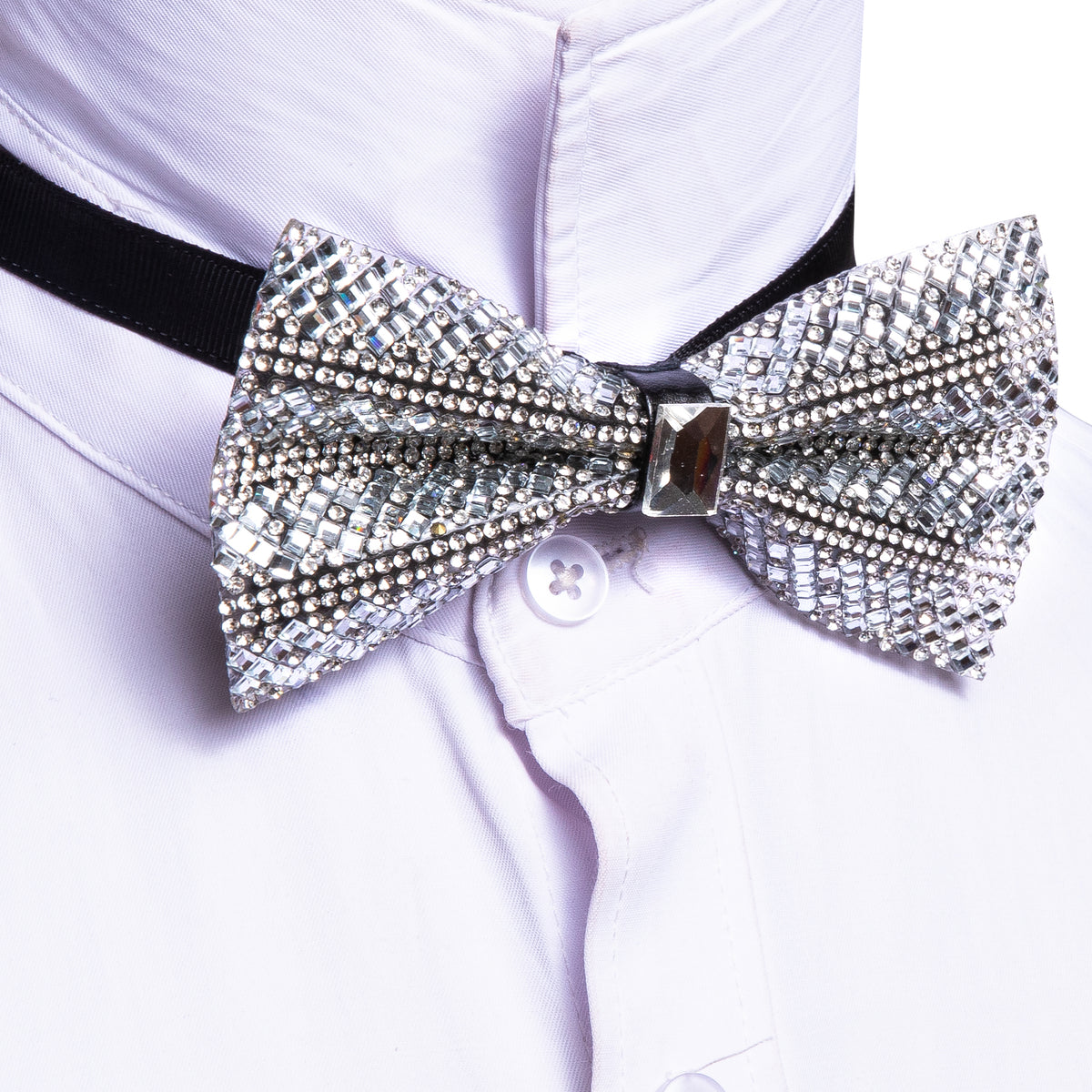 White Rhinestones Shining Bow Tie Set bow ties - Sophisticated Gentlemen