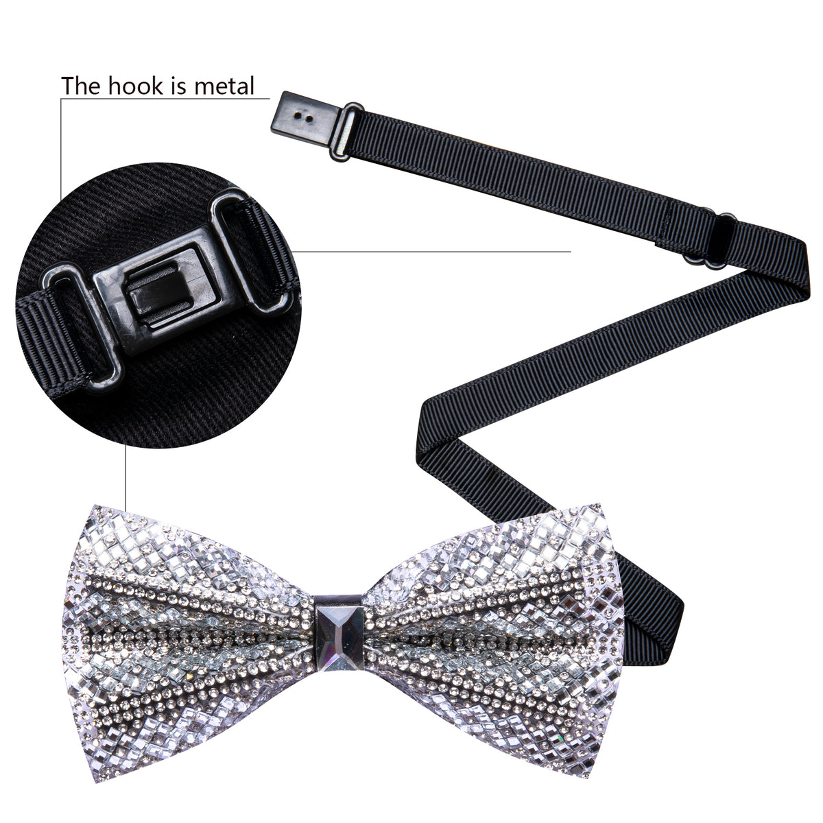 White Rhinestones Shining Bow Tie Set bow ties - Sophisticated Gentlemen