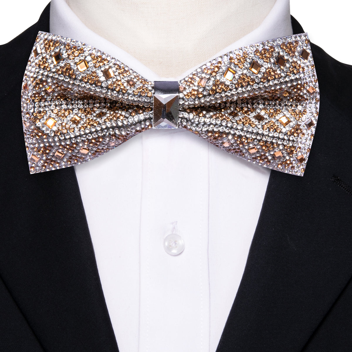 Brown Rhinestones Shining Bow Tie Set bow ties - Sophisticated Gentlemen