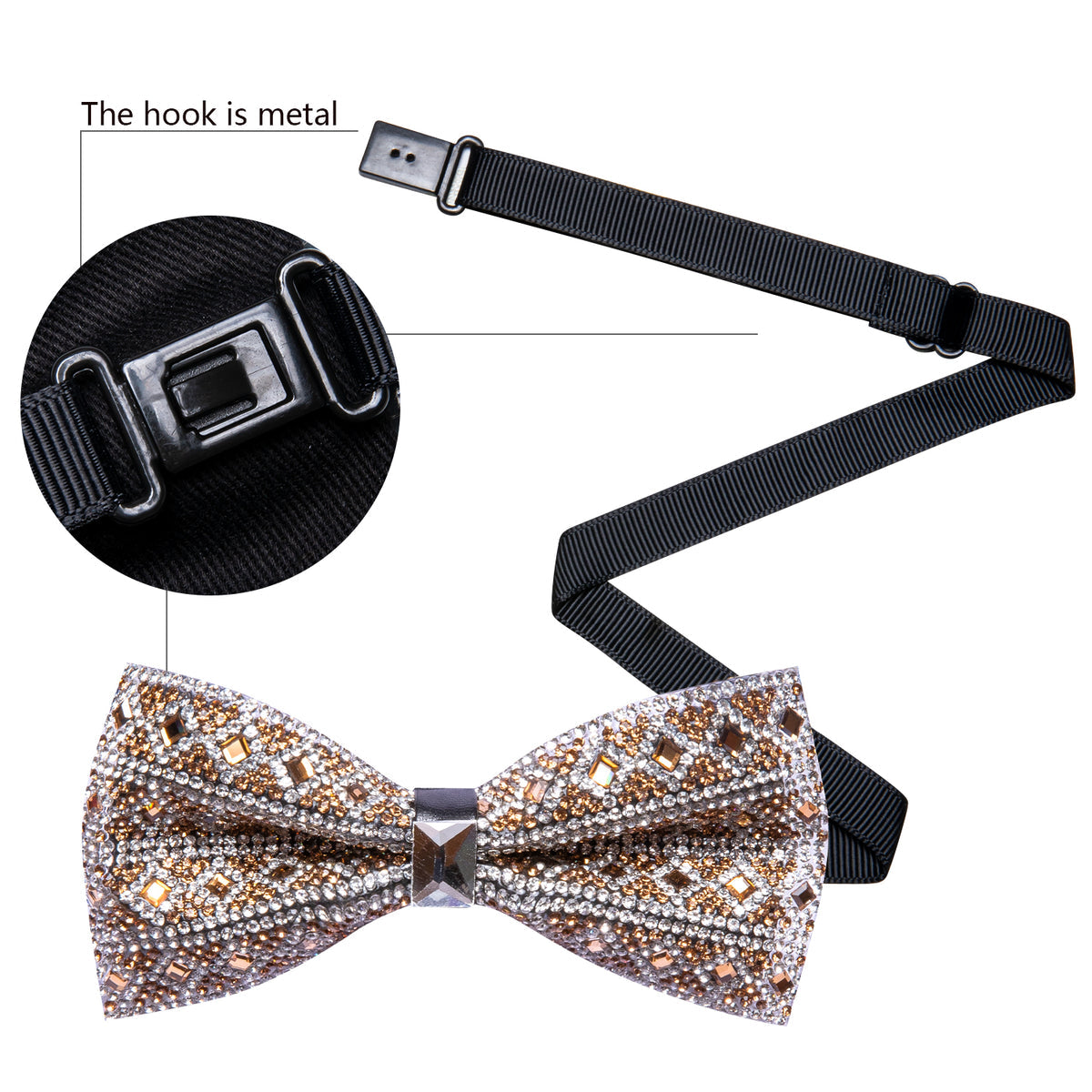 Brown Rhinestones Shining Bow Tie Set bow ties - Sophisticated Gentlemen