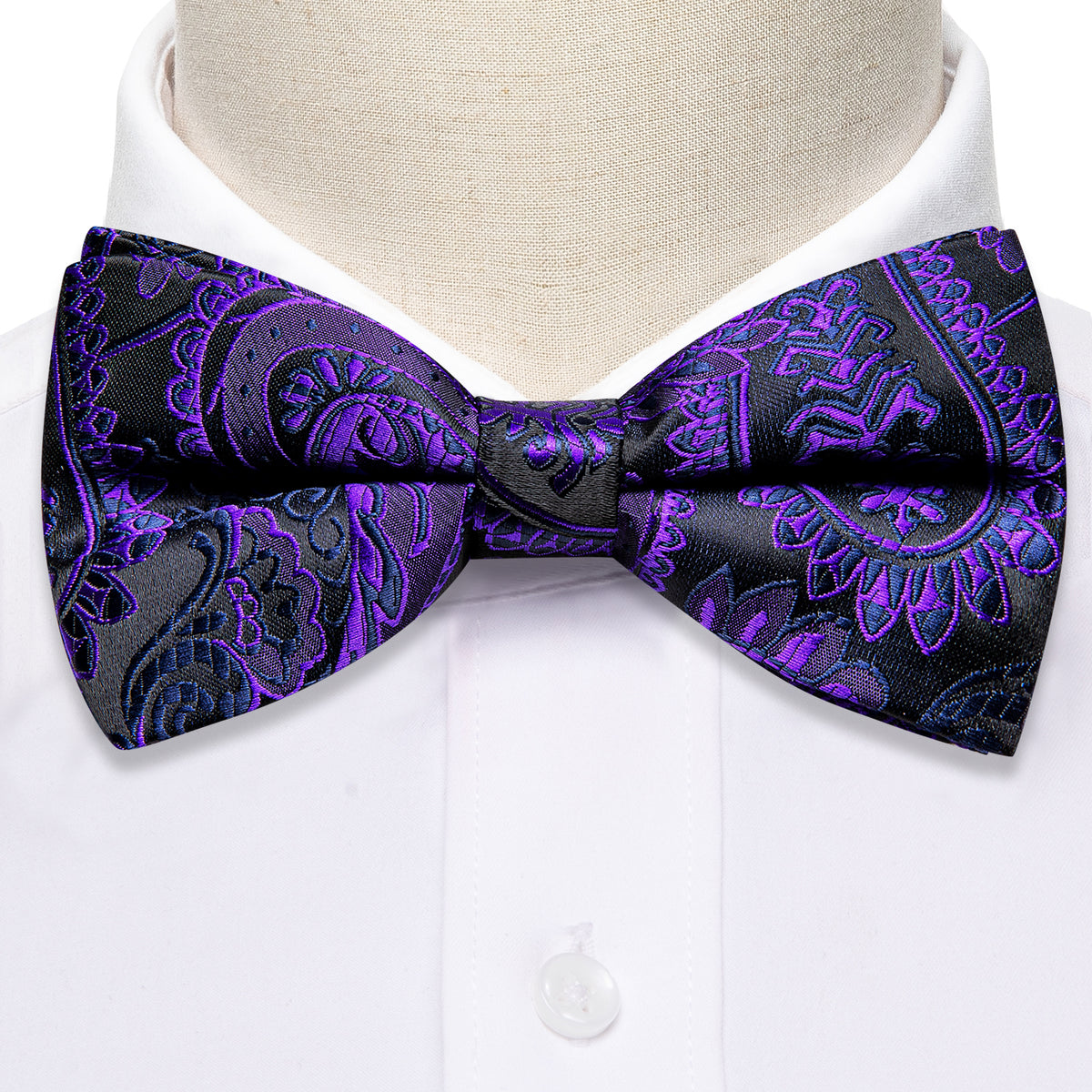 Purple Black Paisley Bow Tie Set bow ties - Sophisticated Gentlemen
