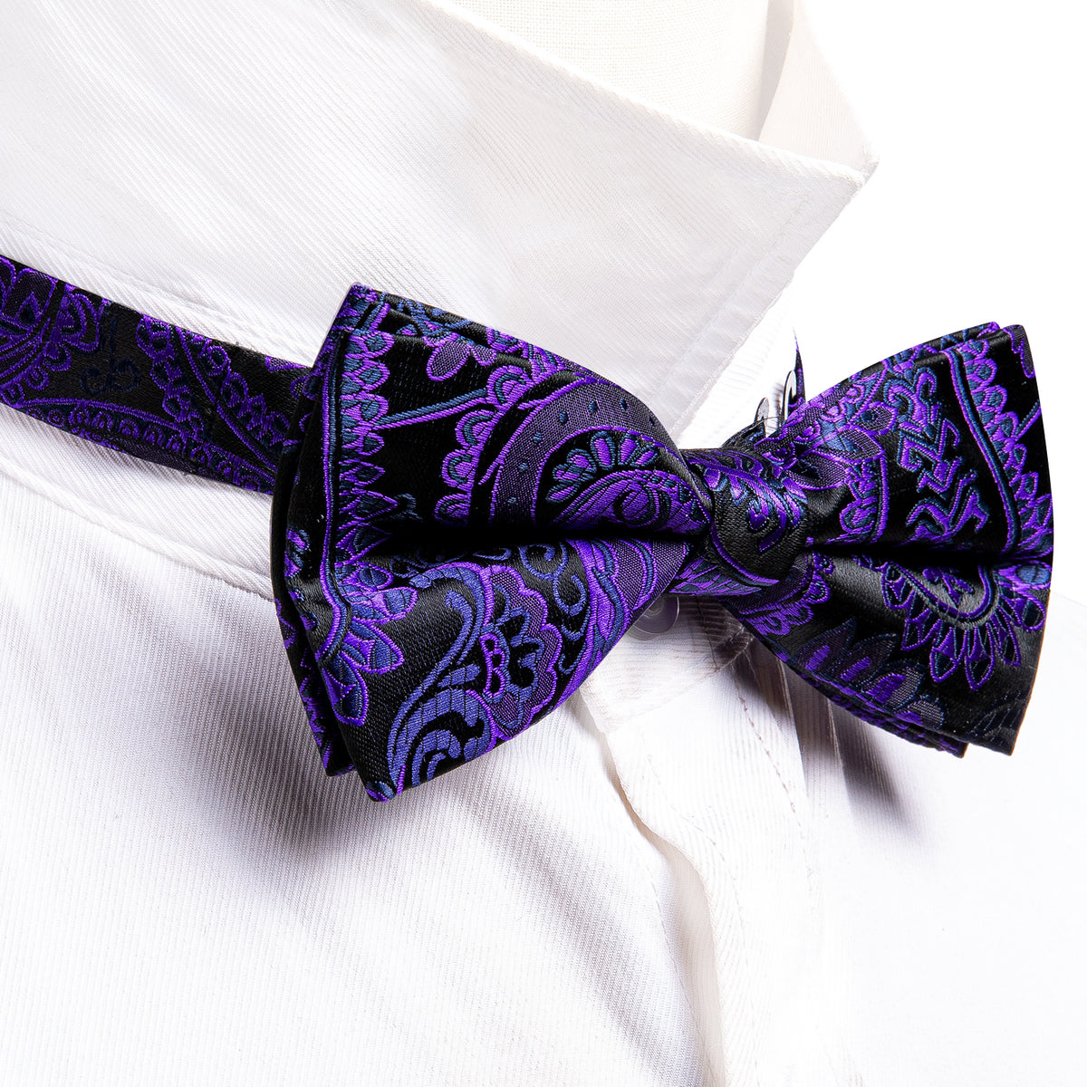 Purple Black Paisley Bow Tie Set bow ties - Sophisticated Gentlemen