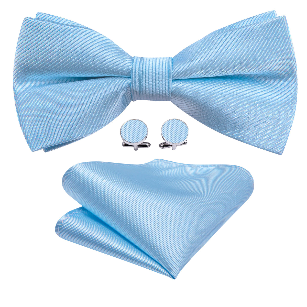 Blue Solid Bow Tie Set bow ties - Sophisticated Gentlemen