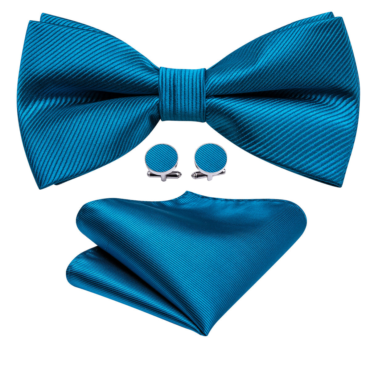 Sky Blue Solid Bow Tie Set bow ties - Sophisticated Gentlemen