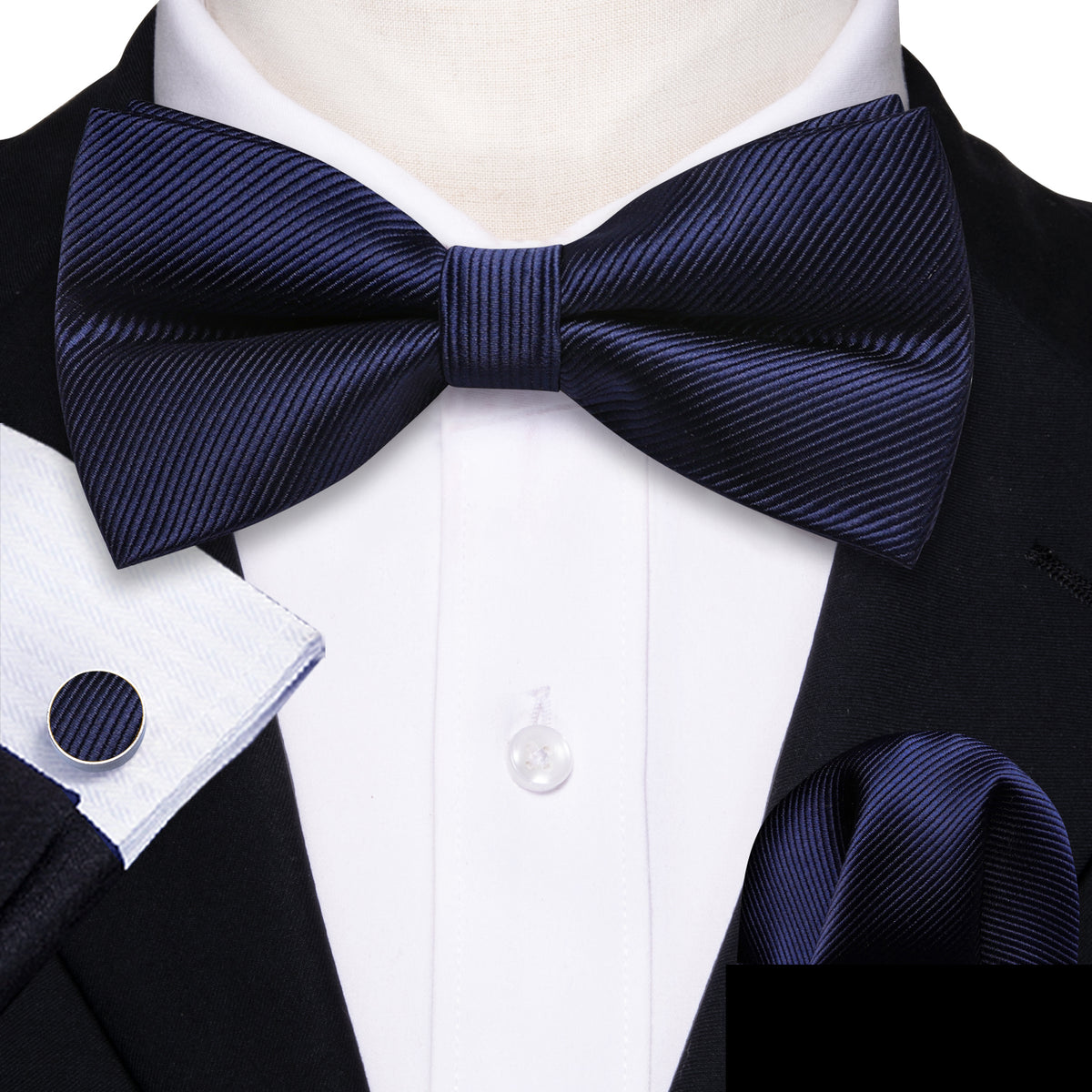 Blue Salvia Solid Bow Tie Set bow ties - Sophisticated Gentlemen