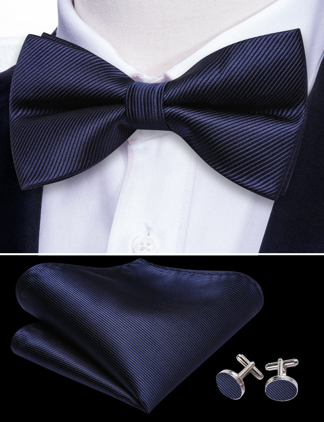 Blue Salvia Solid Bow Tie Set bow ties - Sophisticated Gentlemen