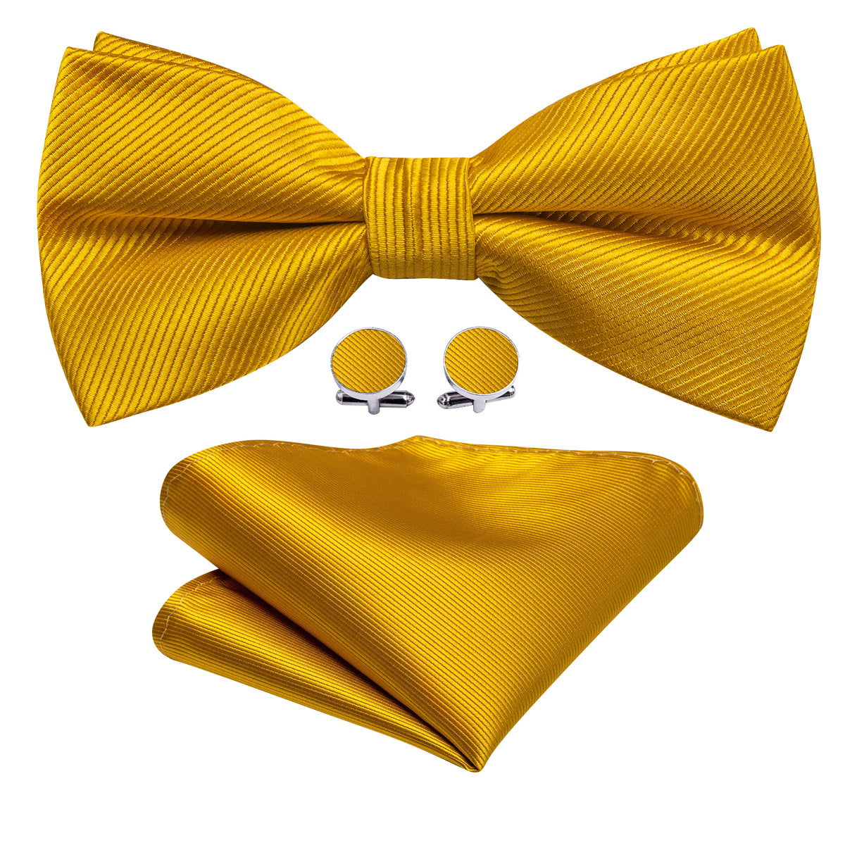 Yellow Amber Solid Bow Tie Set bow ties - Sophisticated Gentlemen