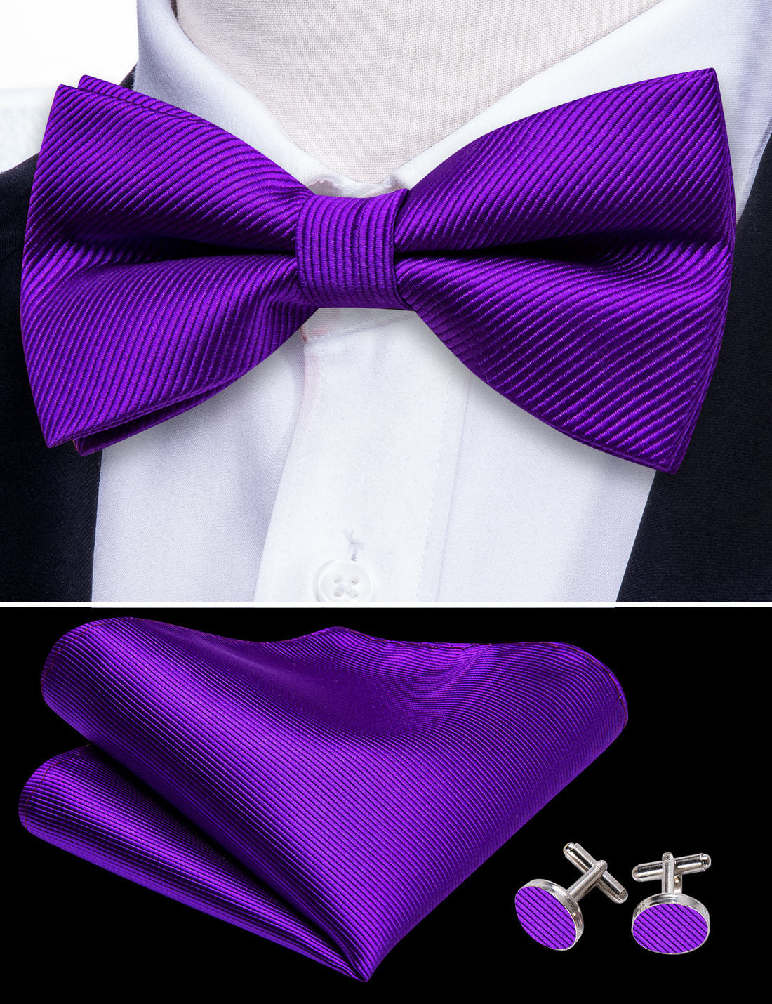 Hyacinth Solid Bow Tie Set bow ties - Sophisticated Gentlemen