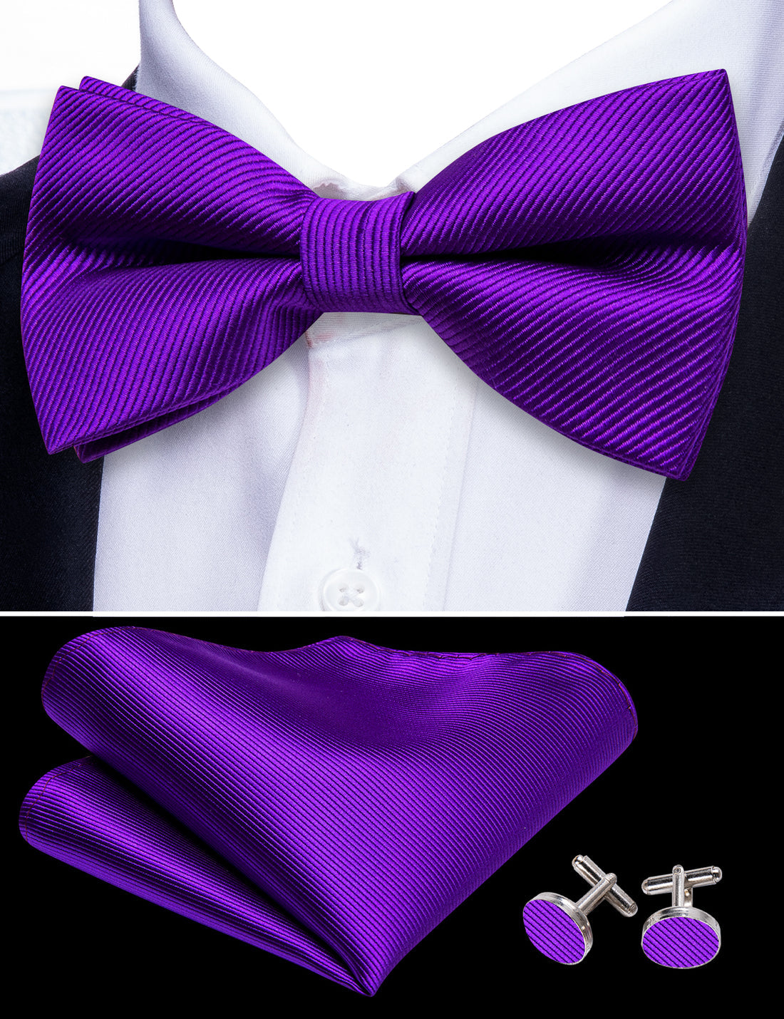 Hyacinth Solid Bow Tie Set bow ties - Sophisticated Gentlemen