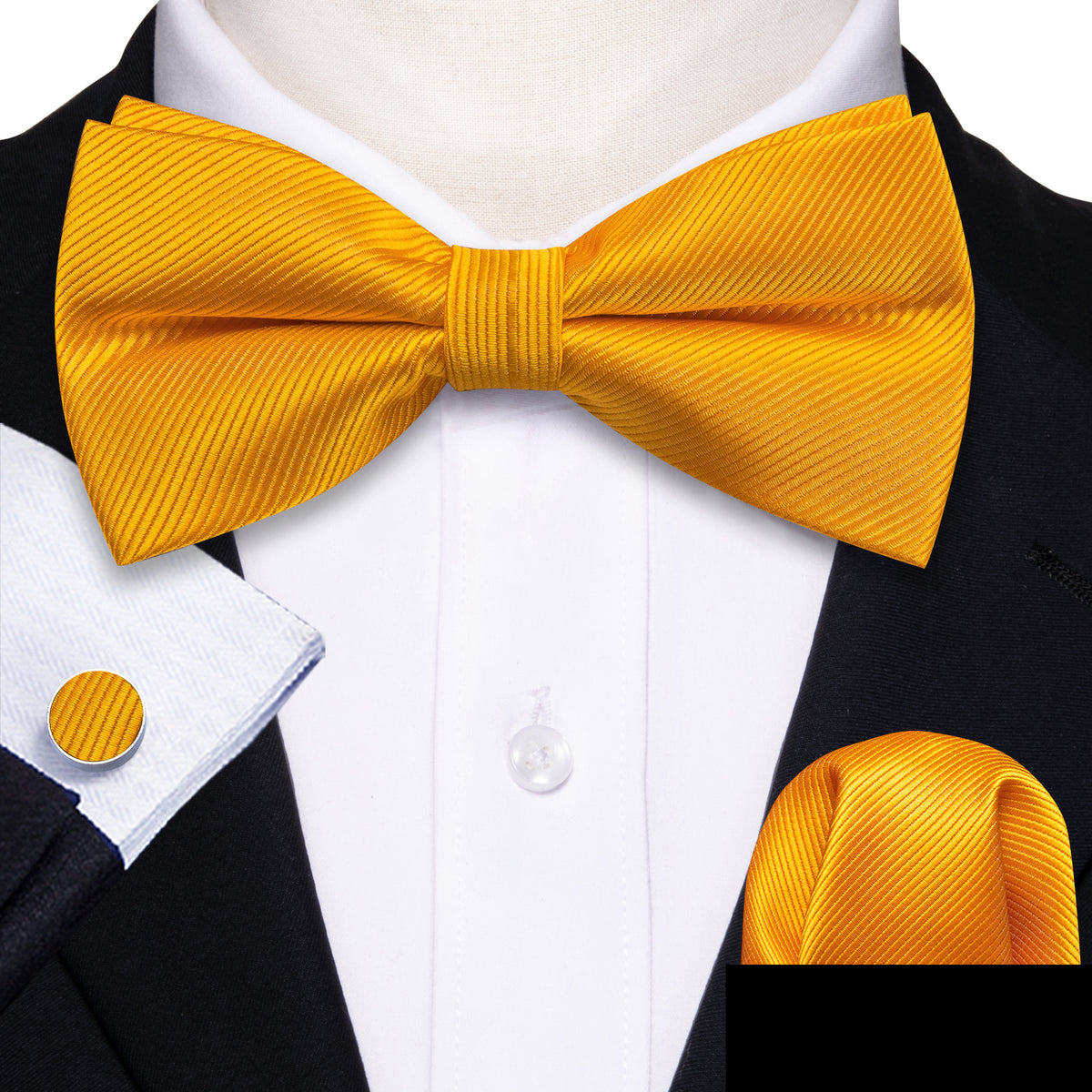 Honey Orange Solid Bow Tie Set bow ties - Sophisticated Gentlemen