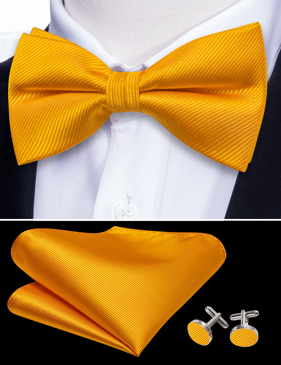 Honey Orange Solid Bow Tie Set bow ties - Sophisticated Gentlemen