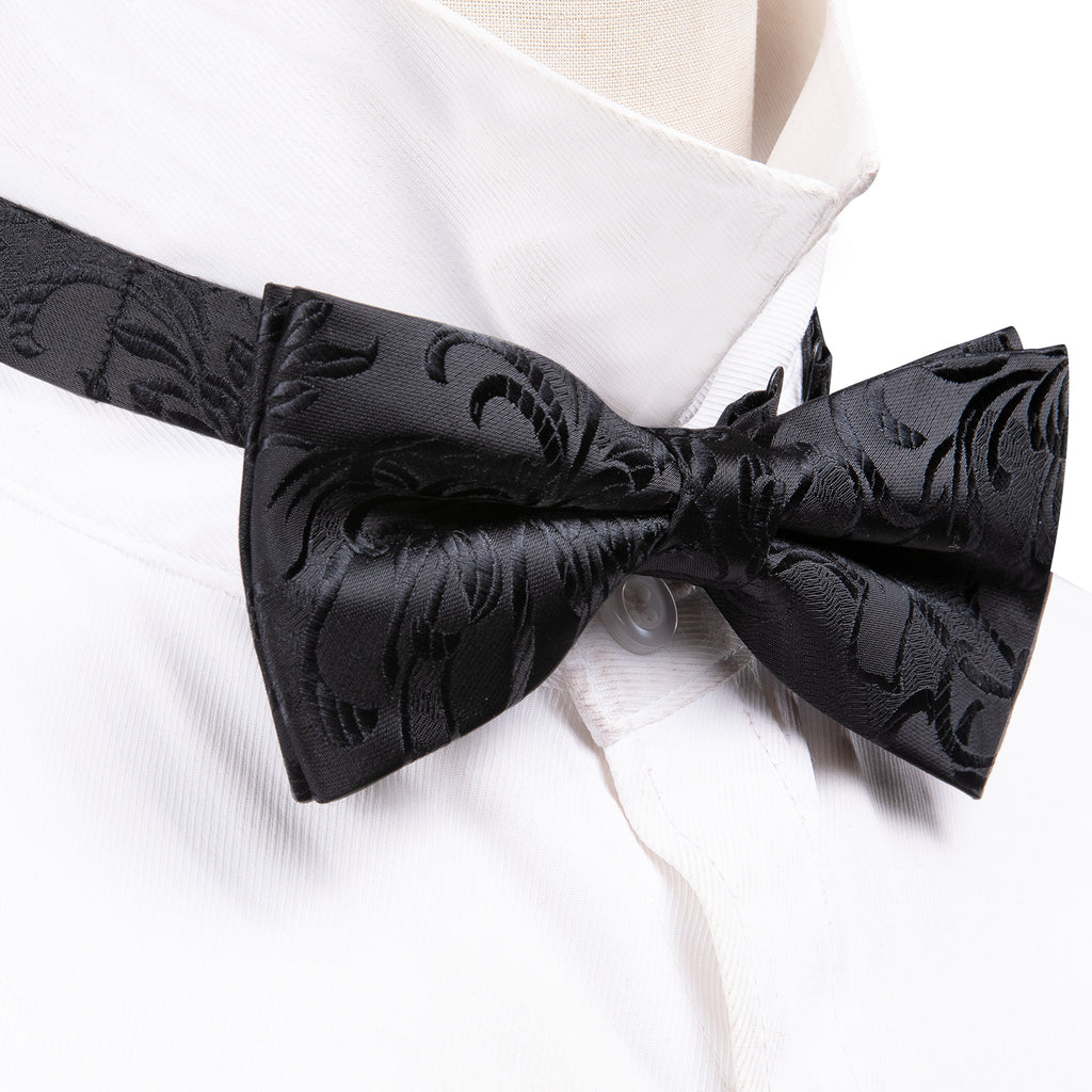 Black Paisley Bow Tie Set bow ties - Sophisticated Gentlemen