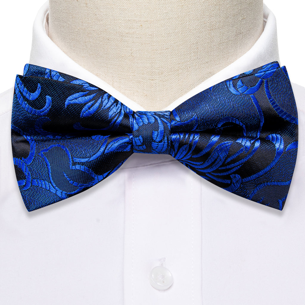 Cobalt Blue Paisley Bow Tie Set bow ties - Sophisticated Gentlemen