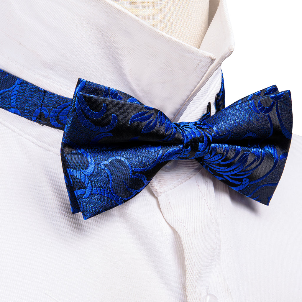 Cobalt Blue Paisley Bow Tie Set bow ties - Sophisticated Gentlemen