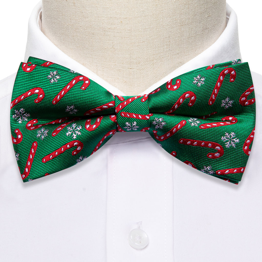 Green Christmas Crutch Silk Bow Tie Set bow ties - Sophisticated Gentlemen