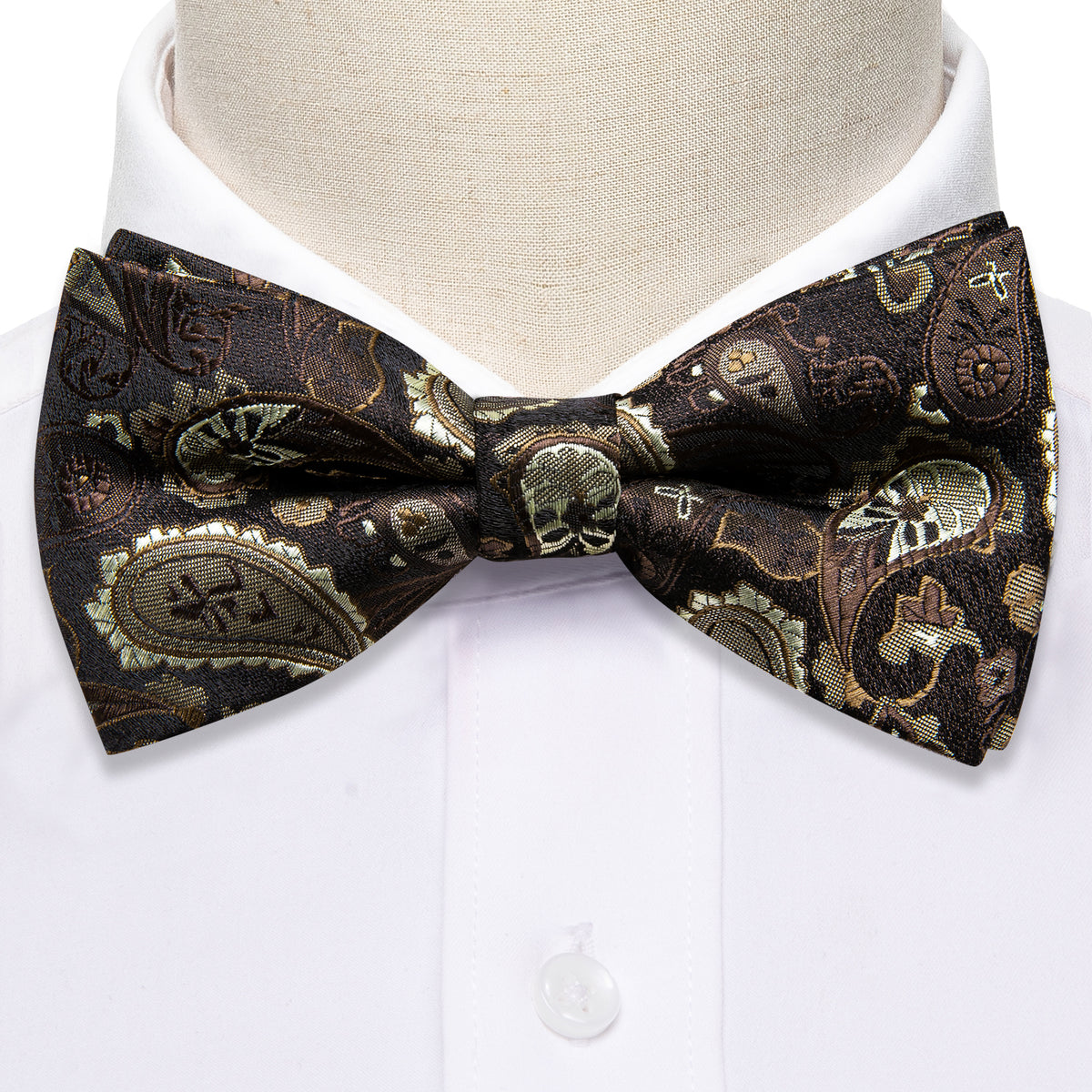 Brown Silver Paisley Bow Tie Set bow ties - Sophisticated Gentlemen