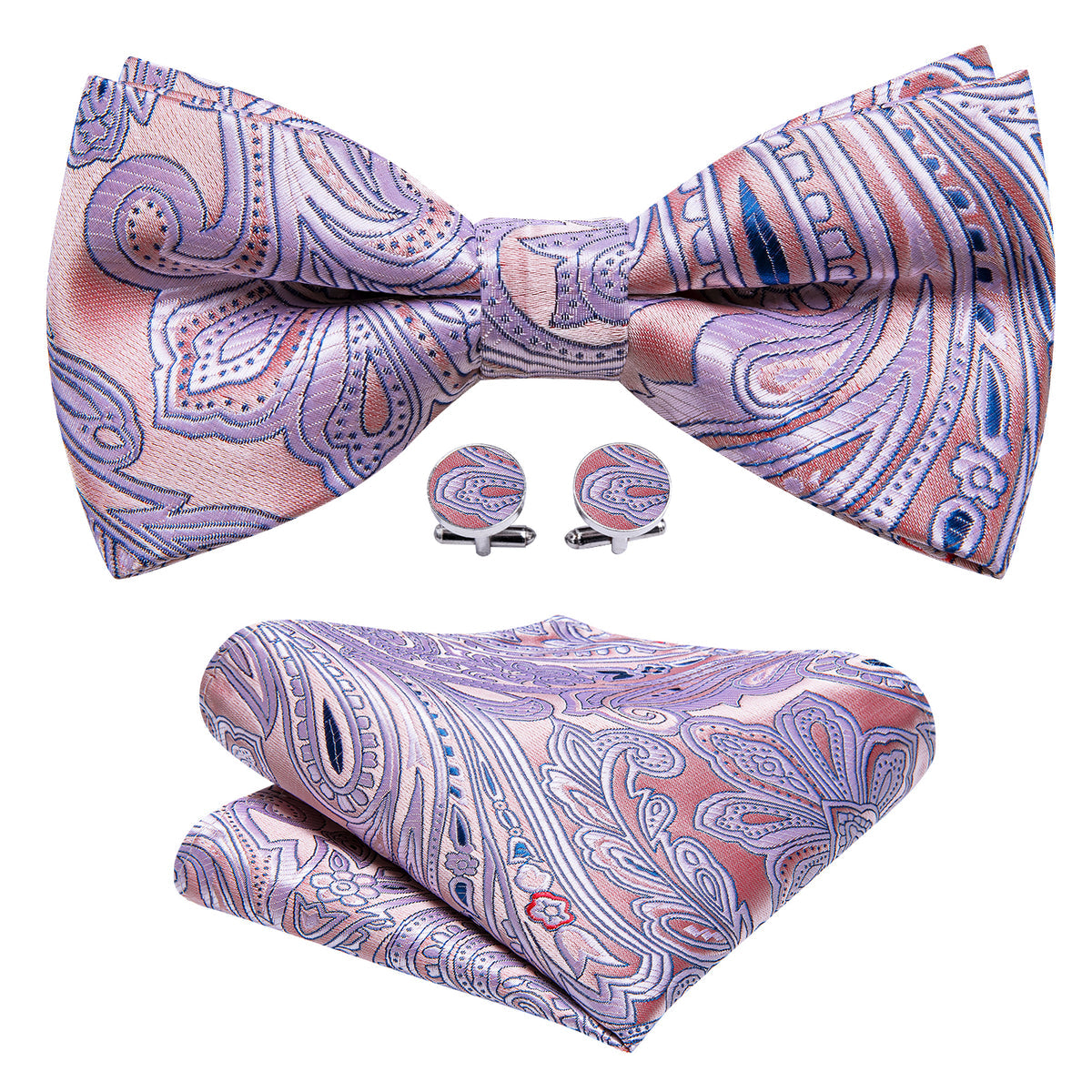 Pink Paisley Bow Tie Set bow ties - Sophisticated Gentlemen