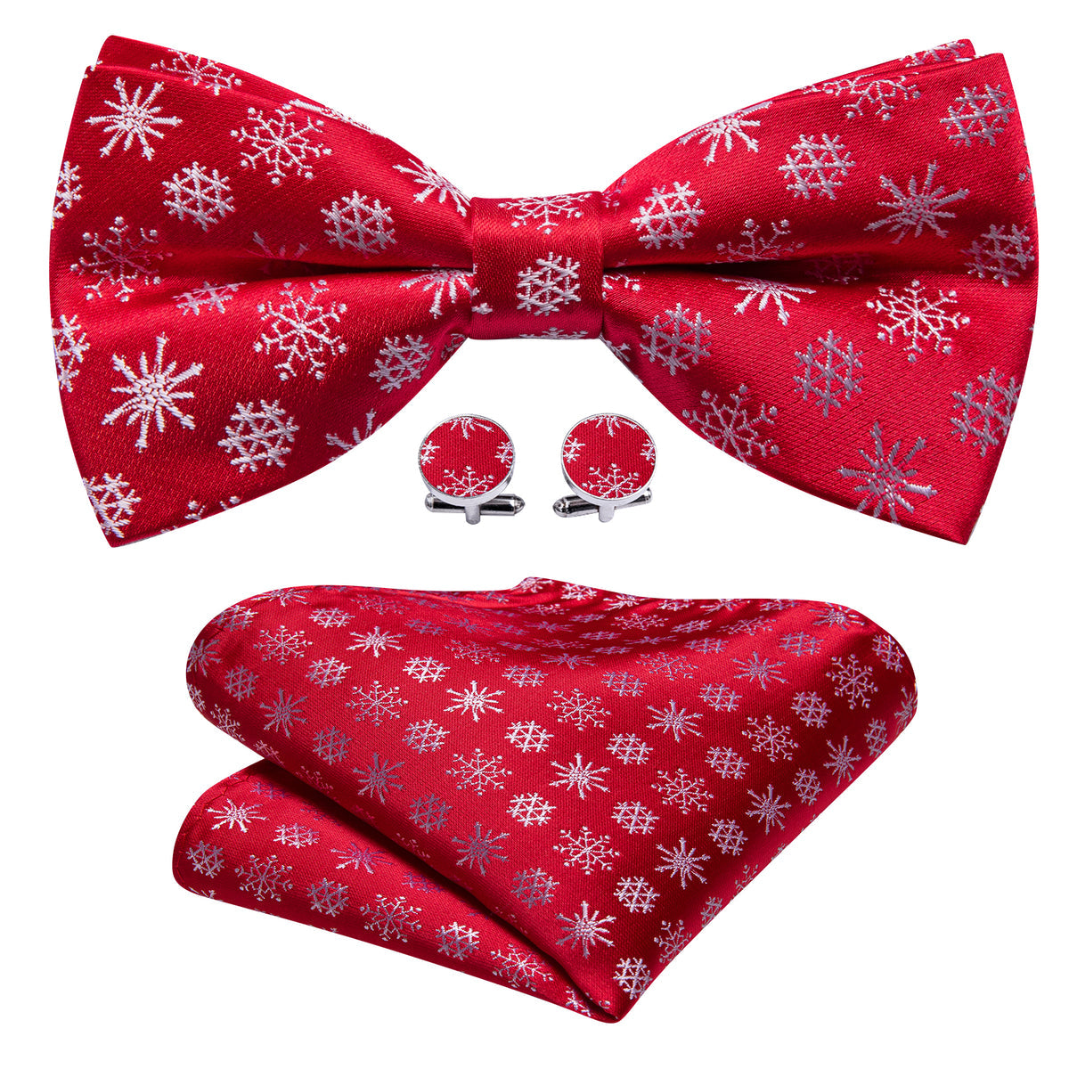Red White Snowflake Christmas Bow Tie Set bow ties - Sophisticated Gentlemen