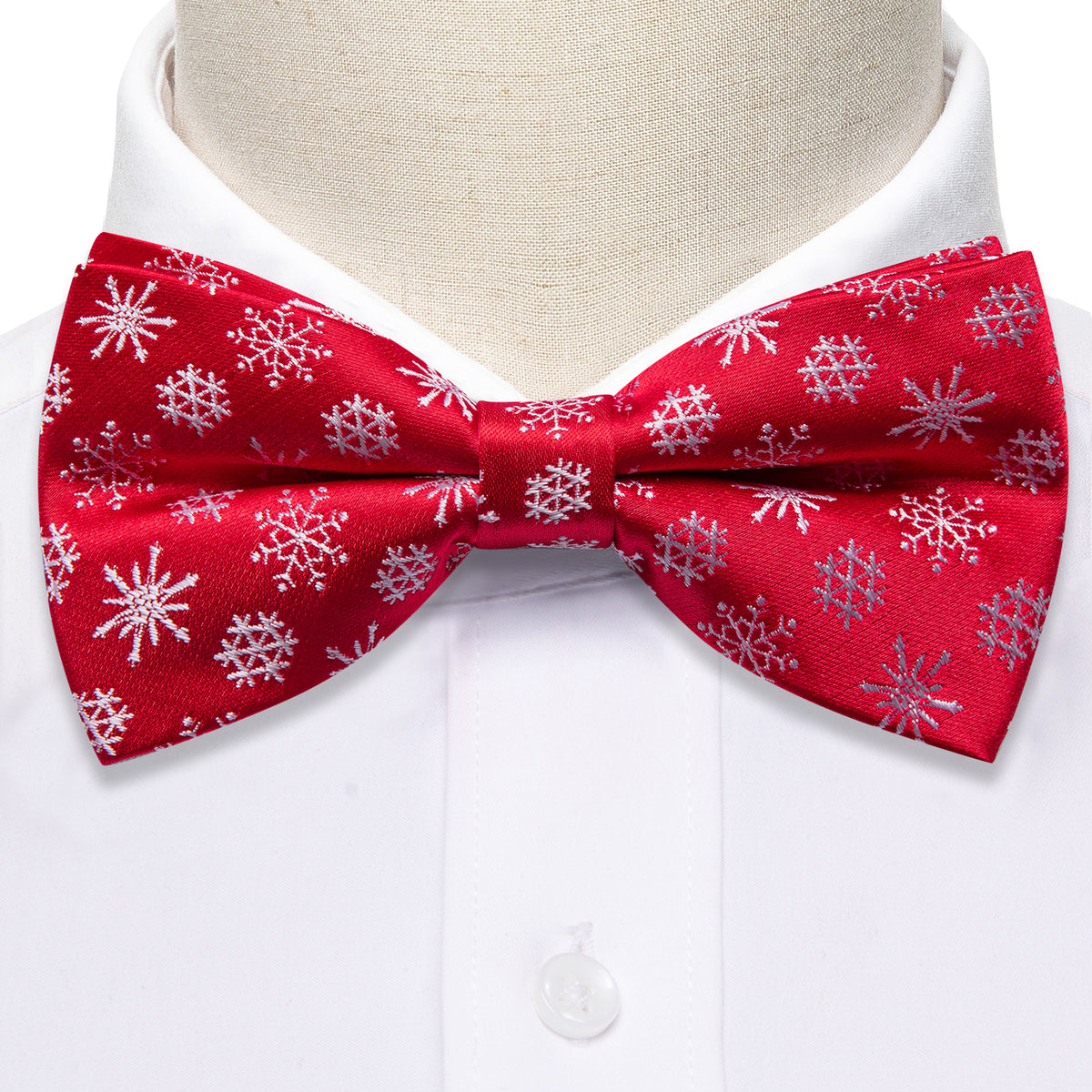 Red White Snowflake Christmas Bow Tie Set bow ties - Sophisticated Gentlemen