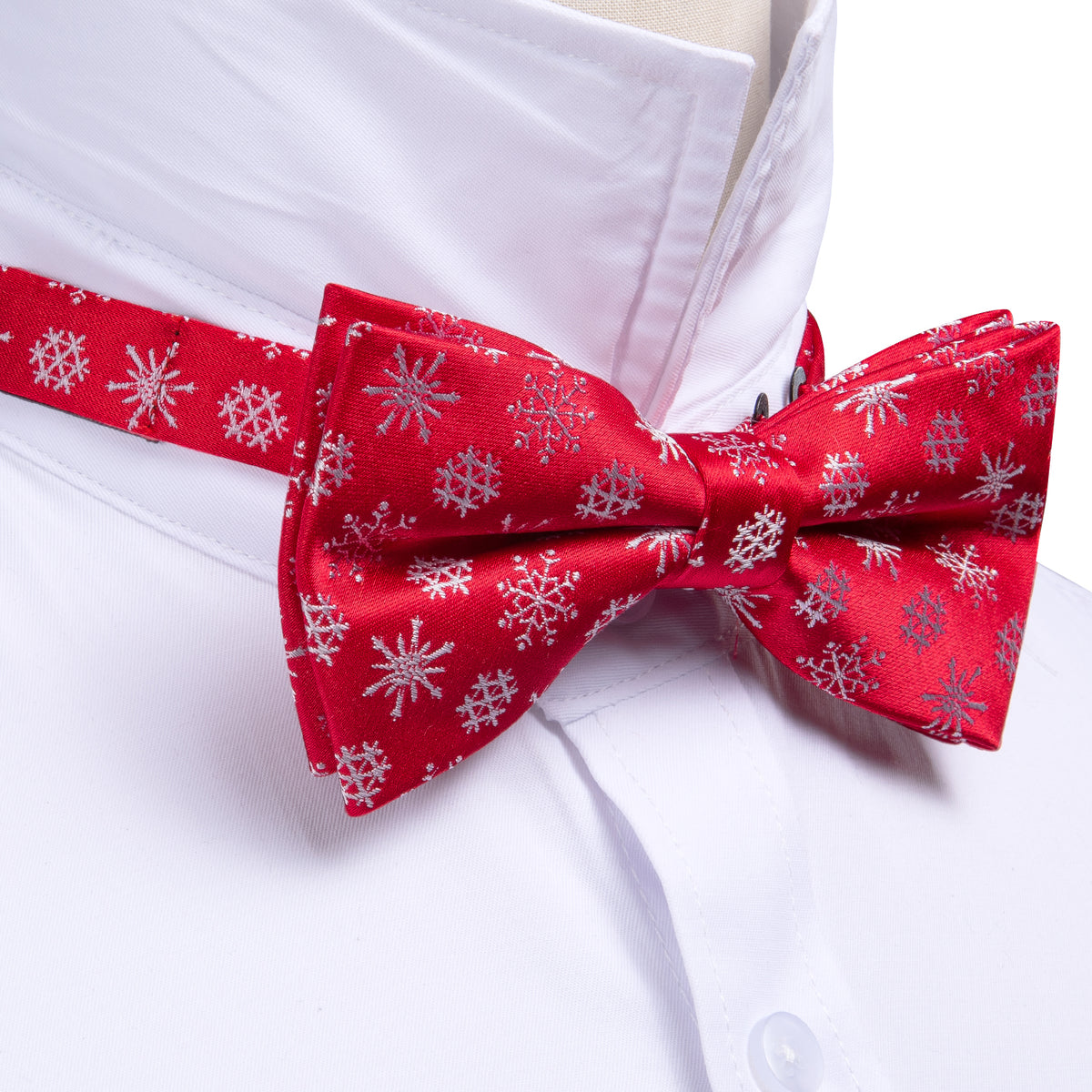 Red White Snowflake Christmas Bow Tie Set bow ties - Sophisticated Gentlemen