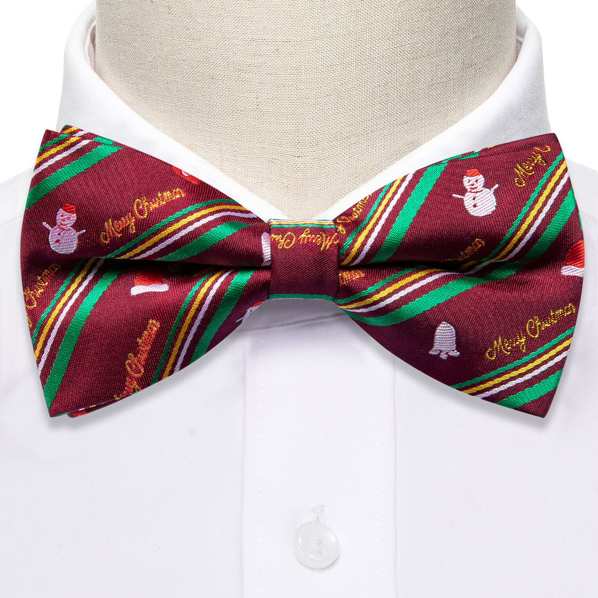 Green Red Xmas Snowman Bow Tie Set bow ties - Sophisticated Gentlemen
