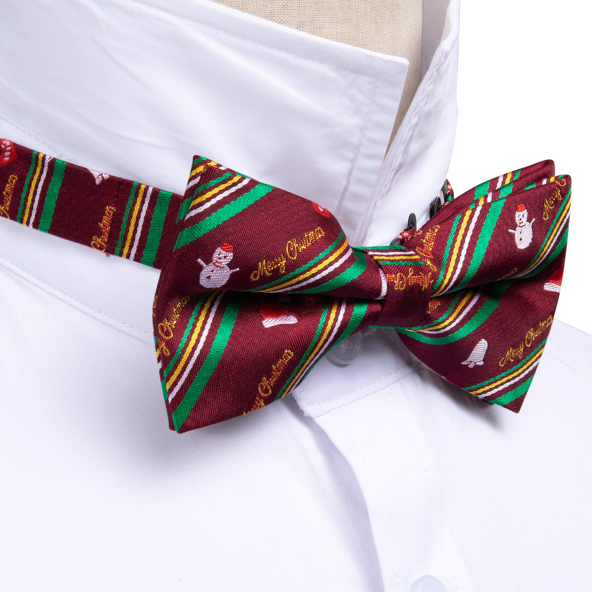 Green Red Xmas Snowman Bow Tie Set bow ties - Sophisticated Gentlemen