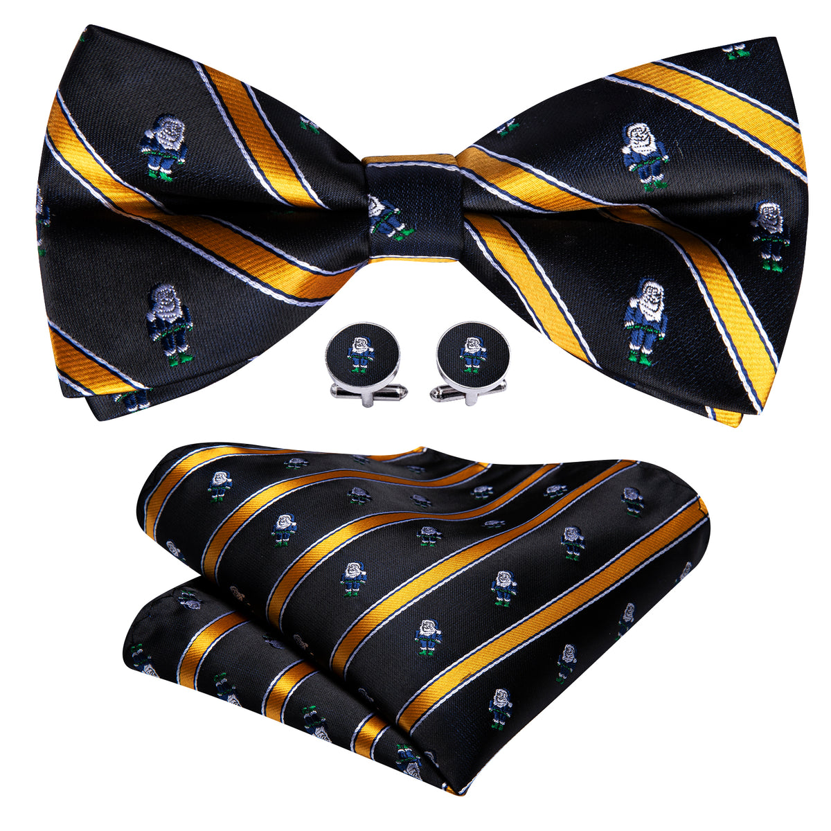 Black Orange Santa Claus Christmas Bow Tie Set bow ties - Sophisticated Gentlemen