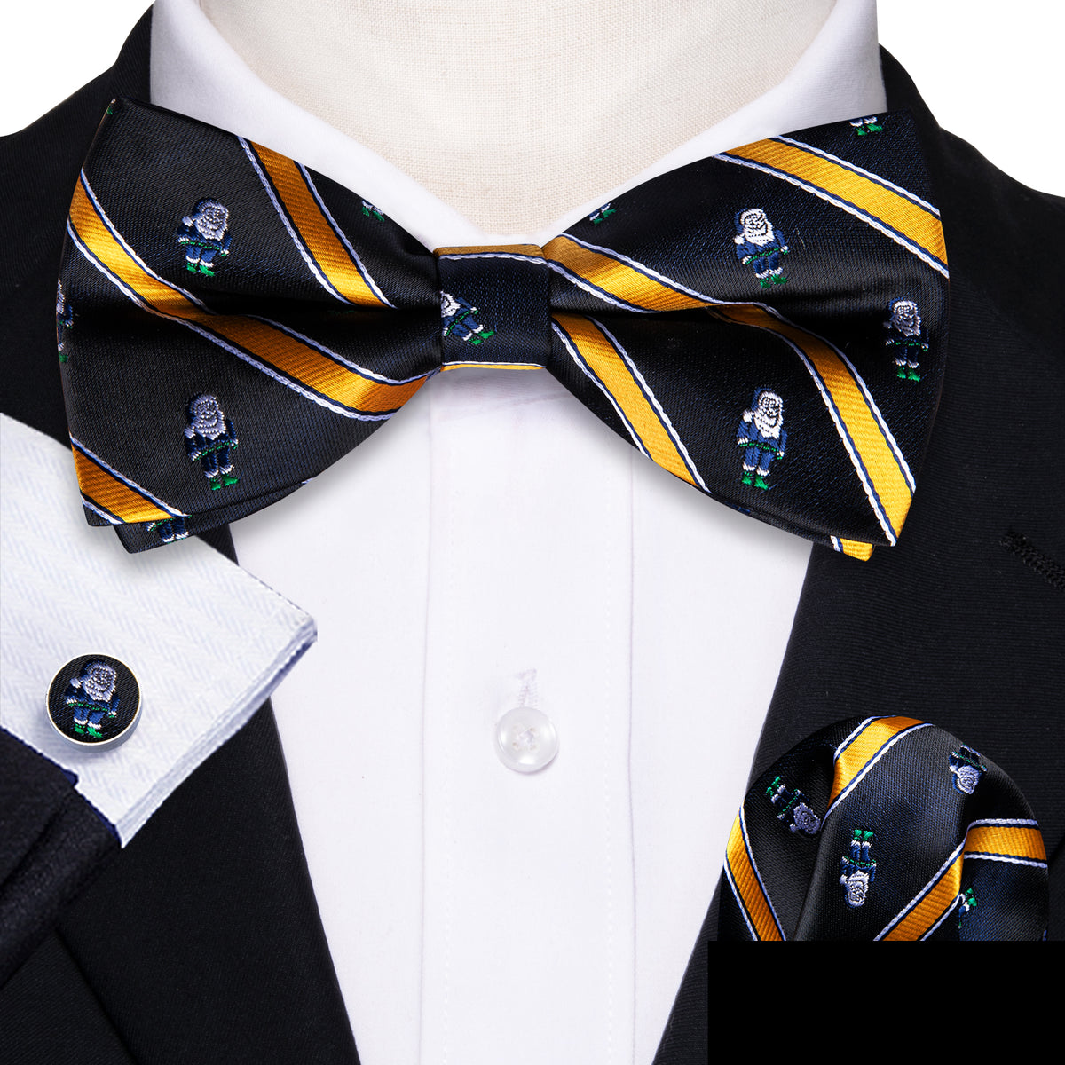 Black Orange Santa Claus Christmas Bow Tie Set bow ties - Sophisticated Gentlemen