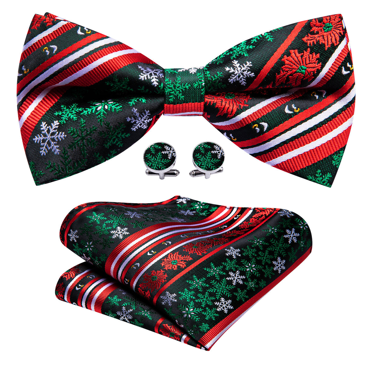 Red Green Christmas Snowflake Bow Tie Set bow ties - Sophisticated Gentlemen