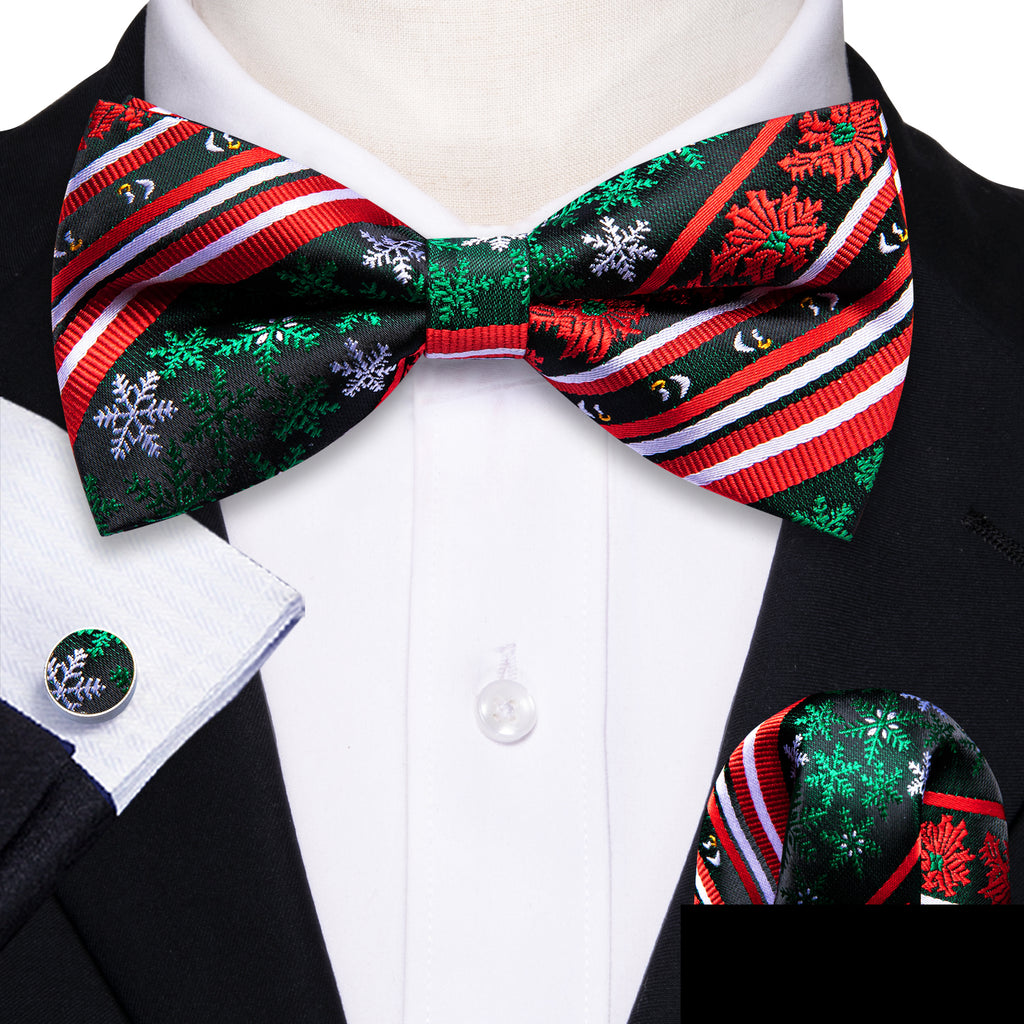 Red Green Christmas Snowflake Bow Tie Set bow ties - Sophisticated Gentlemen