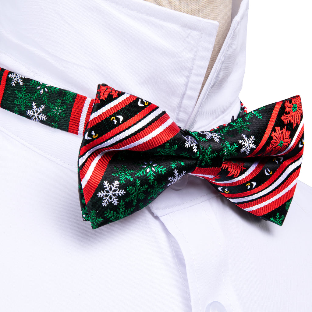 Red Green Christmas Snowflake Bow Tie Set bow ties - Sophisticated Gentlemen