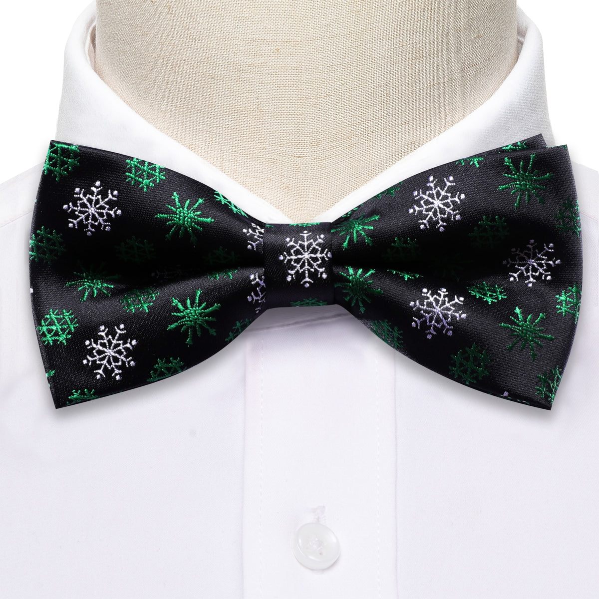 Black White Snowflake Christmas Bow Tie Set bow ties - Sophisticated Gentlemen