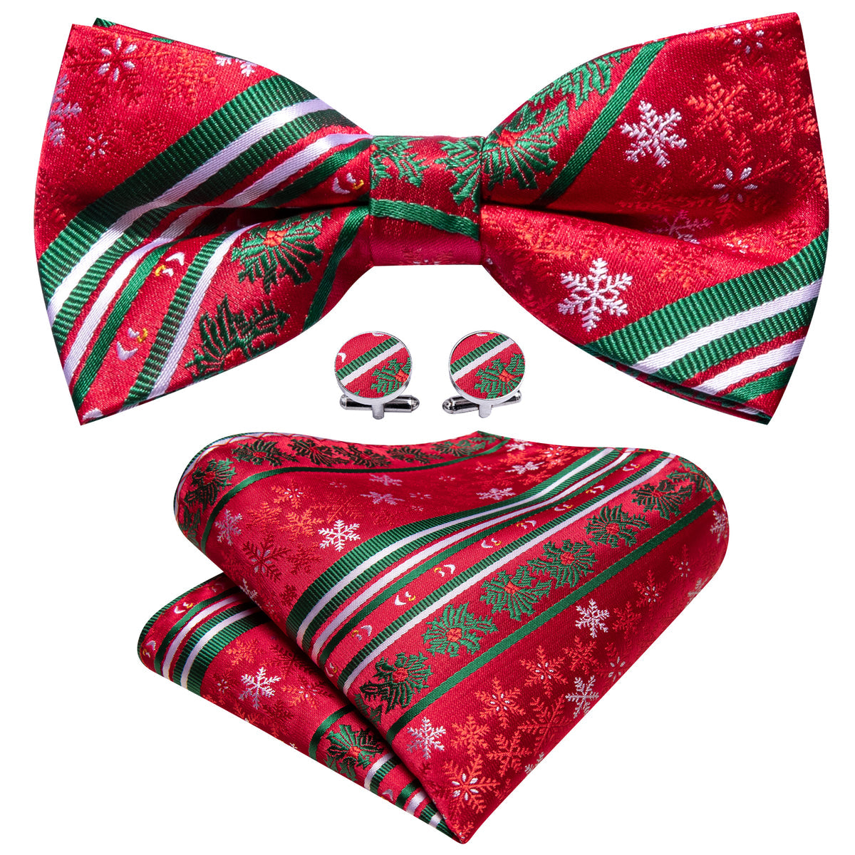 Red Green Xmas Pattern Bow Tie Set bow ties - Sophisticated Gentlemen