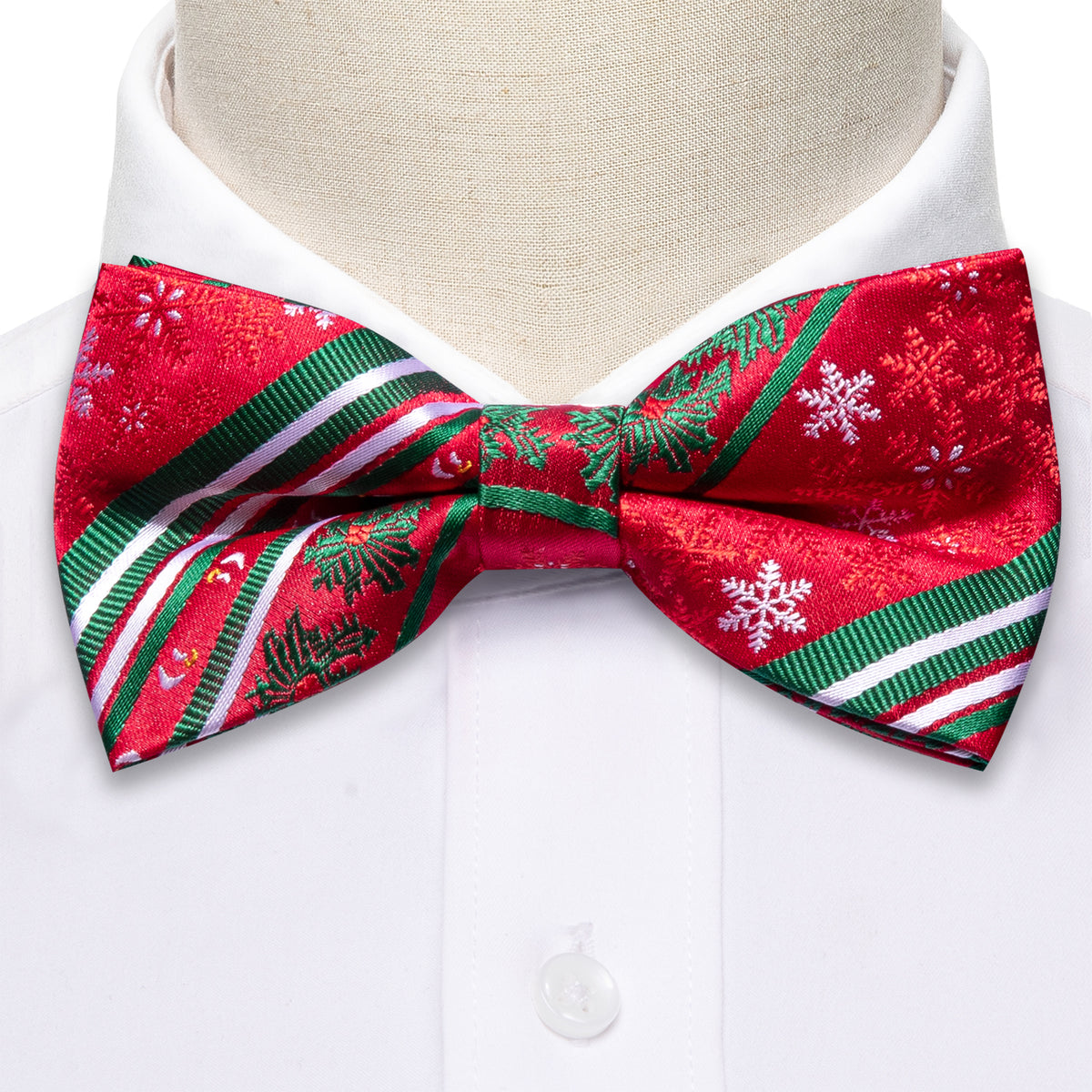 Red Green Xmas Pattern Bow Tie Set bow ties - Sophisticated Gentlemen