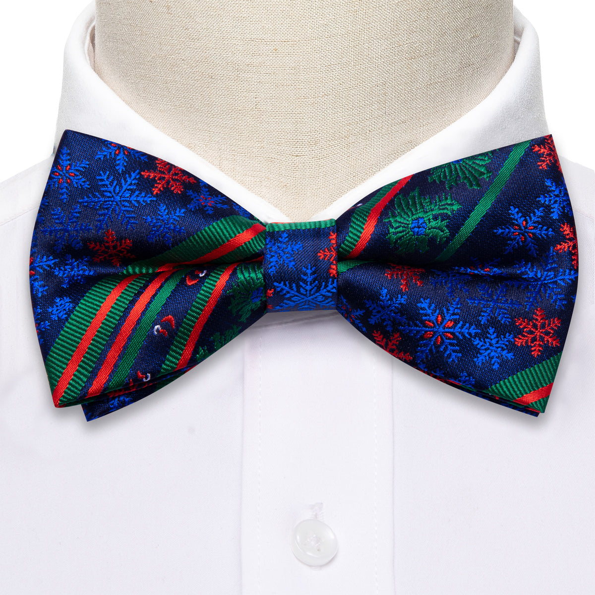 Blue Green Xmas Pattern Bow Tie Set bow ties - Sophisticated Gentlemen