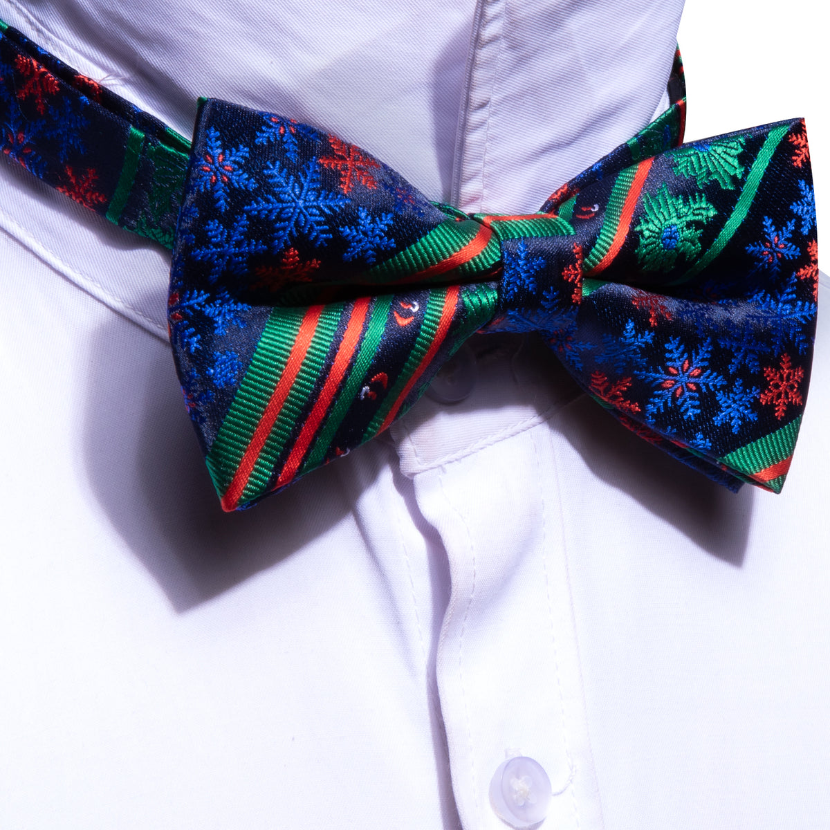 Blue Green Xmas Pattern Bow Tie Set bow ties - Sophisticated Gentlemen