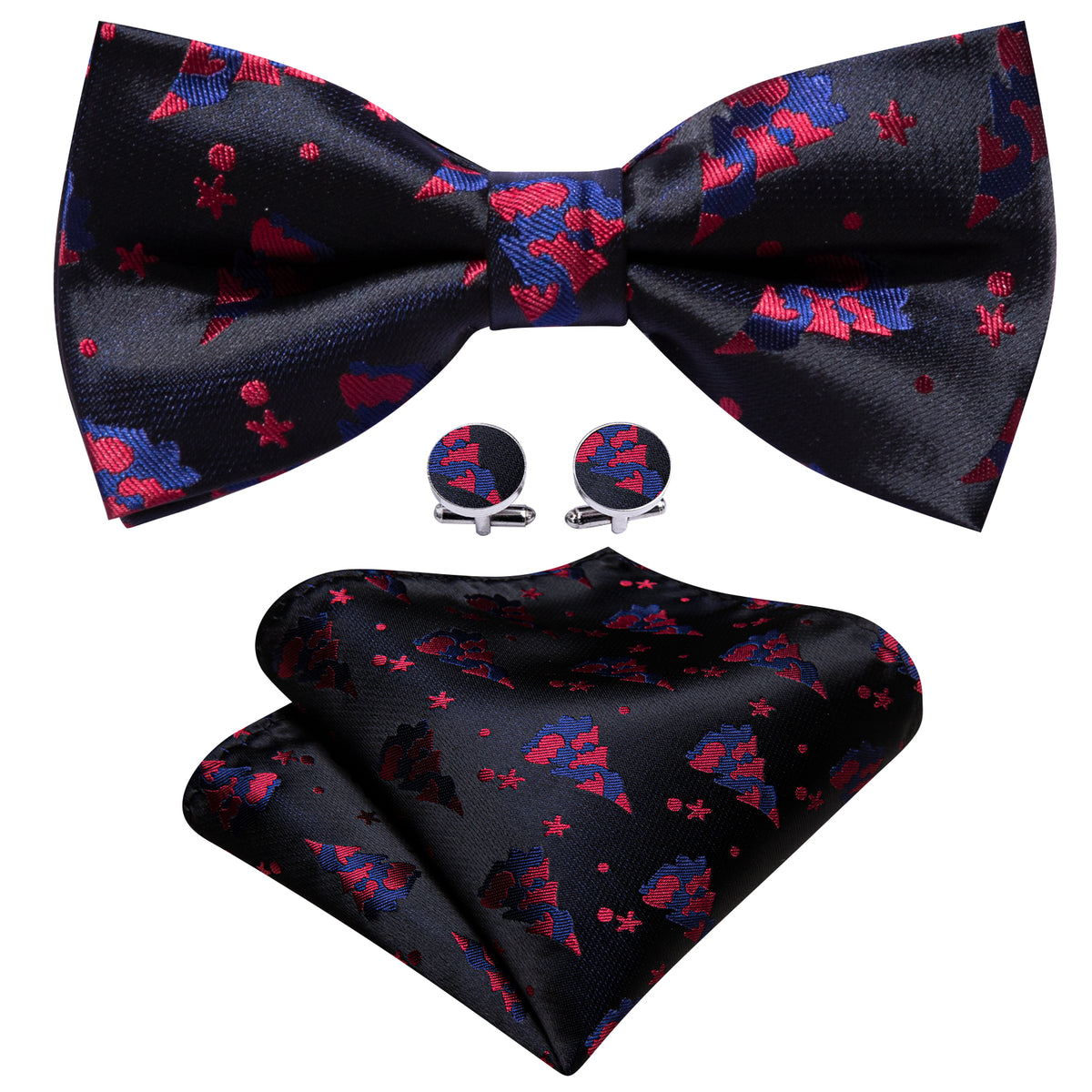 Black Red Xmas Tree Bow Tie Set bow ties - Sophisticated Gentlemen