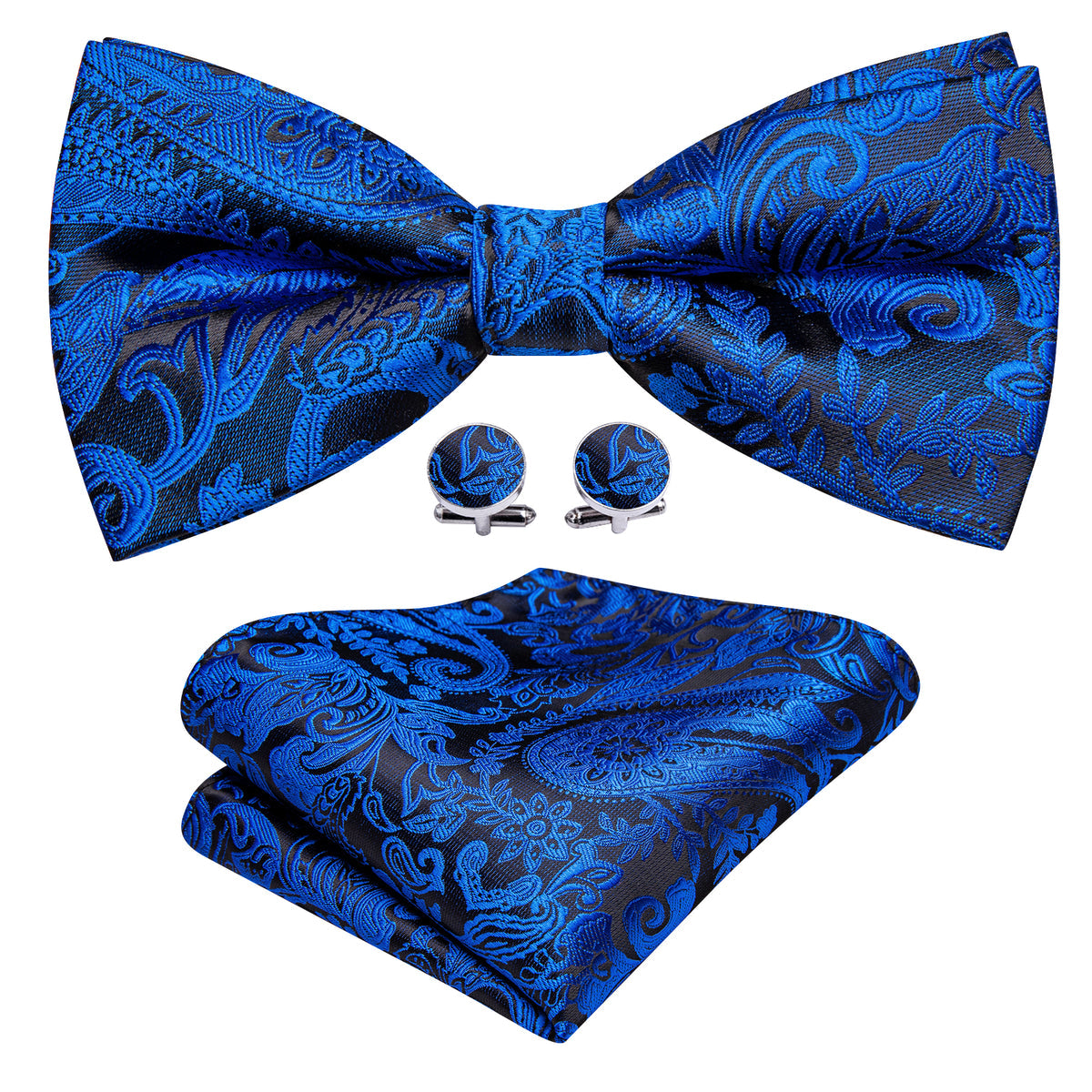 Peacock Blue Paisley Bow Tie Set bow ties - Sophisticated Gentlemen