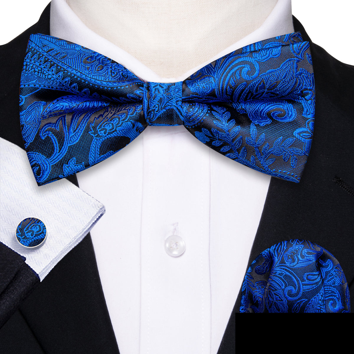 Peacock Blue Paisley Bow Tie Set bow ties - Sophisticated Gentlemen
