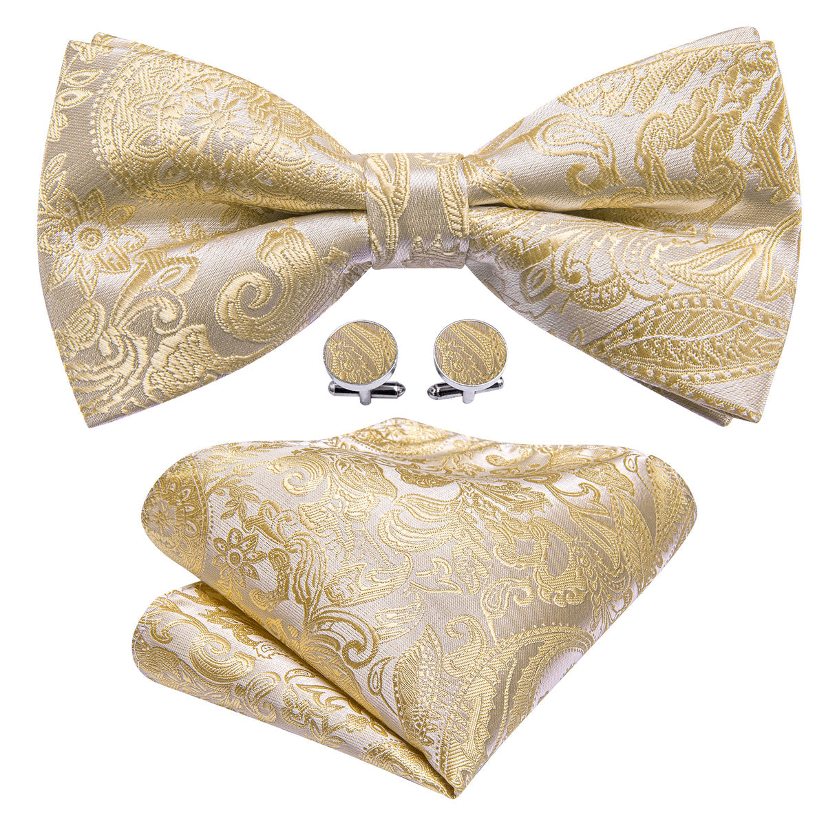 Cream Paisley Bow Tie Set bow ties - Sophisticated Gentlemen