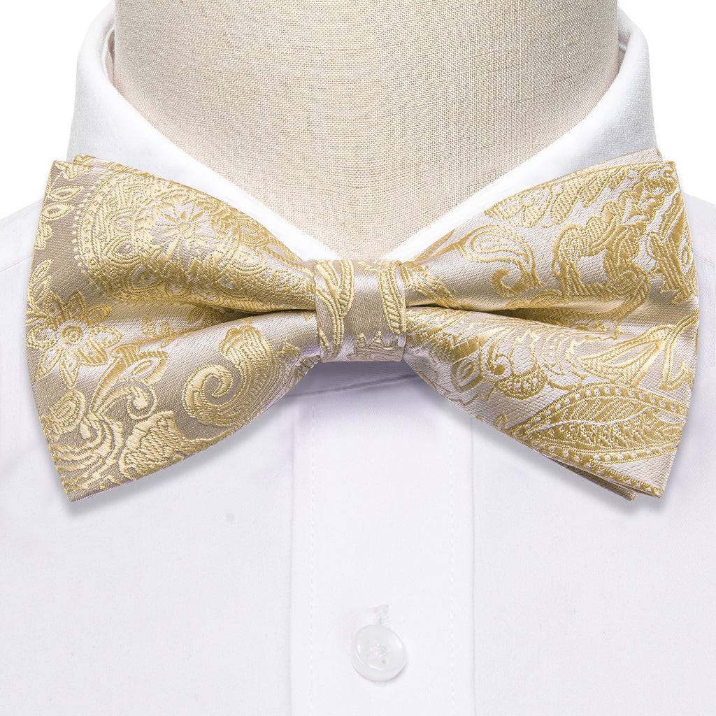 Cream Paisley Bow Tie Set bow ties - Sophisticated Gentlemen