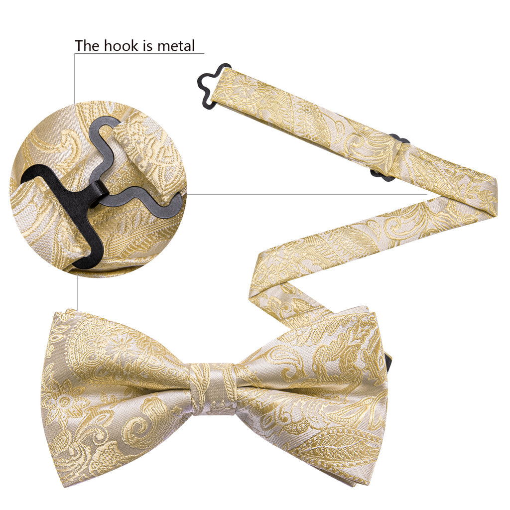 Cream Paisley Bow Tie Set bow ties - Sophisticated Gentlemen