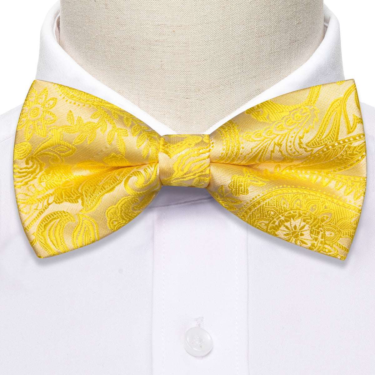 Gold Yellow Paisley Bow Tie Set bow ties - Sophisticated Gentlemen