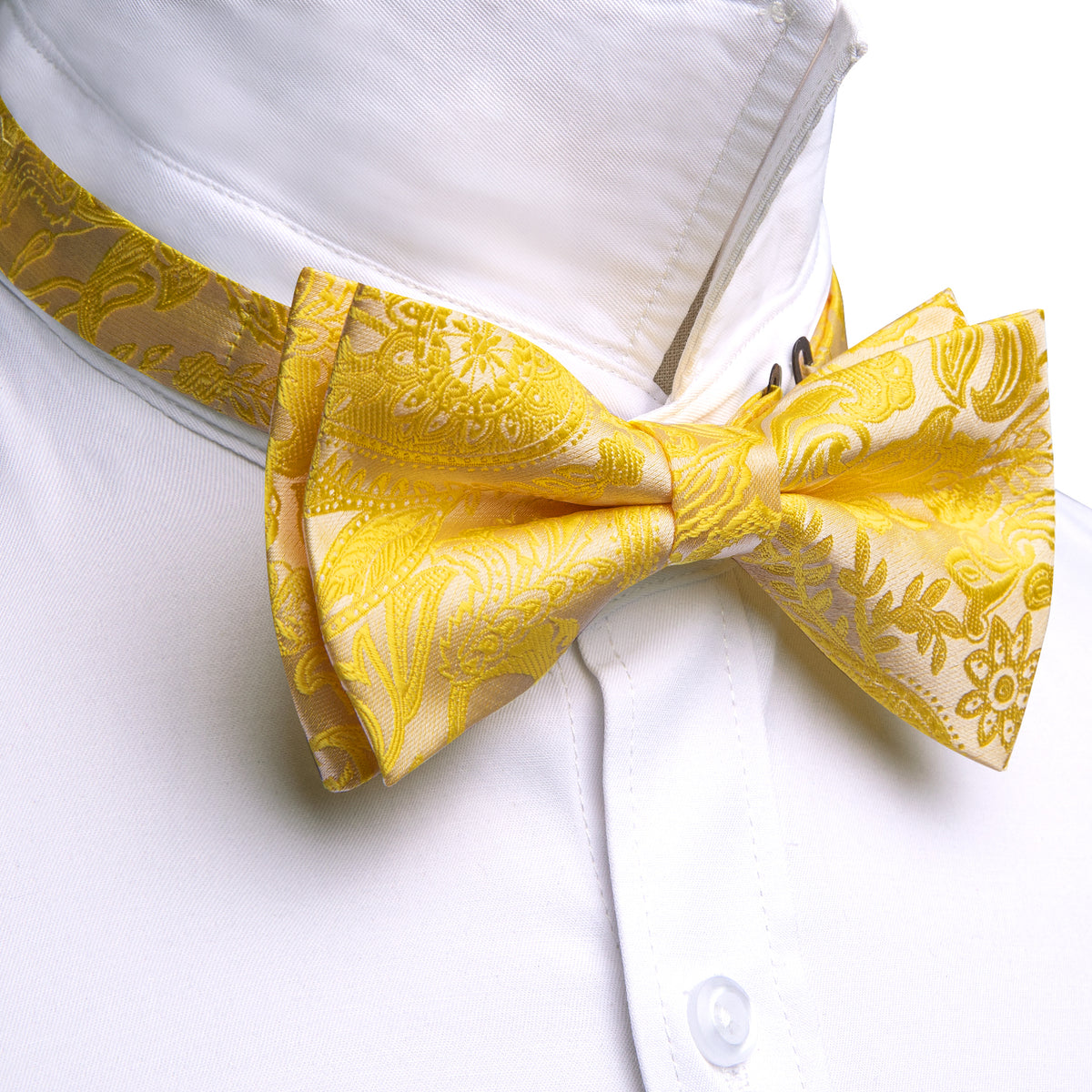 Gold Yellow Paisley Bow Tie Set bow ties - Sophisticated Gentlemen