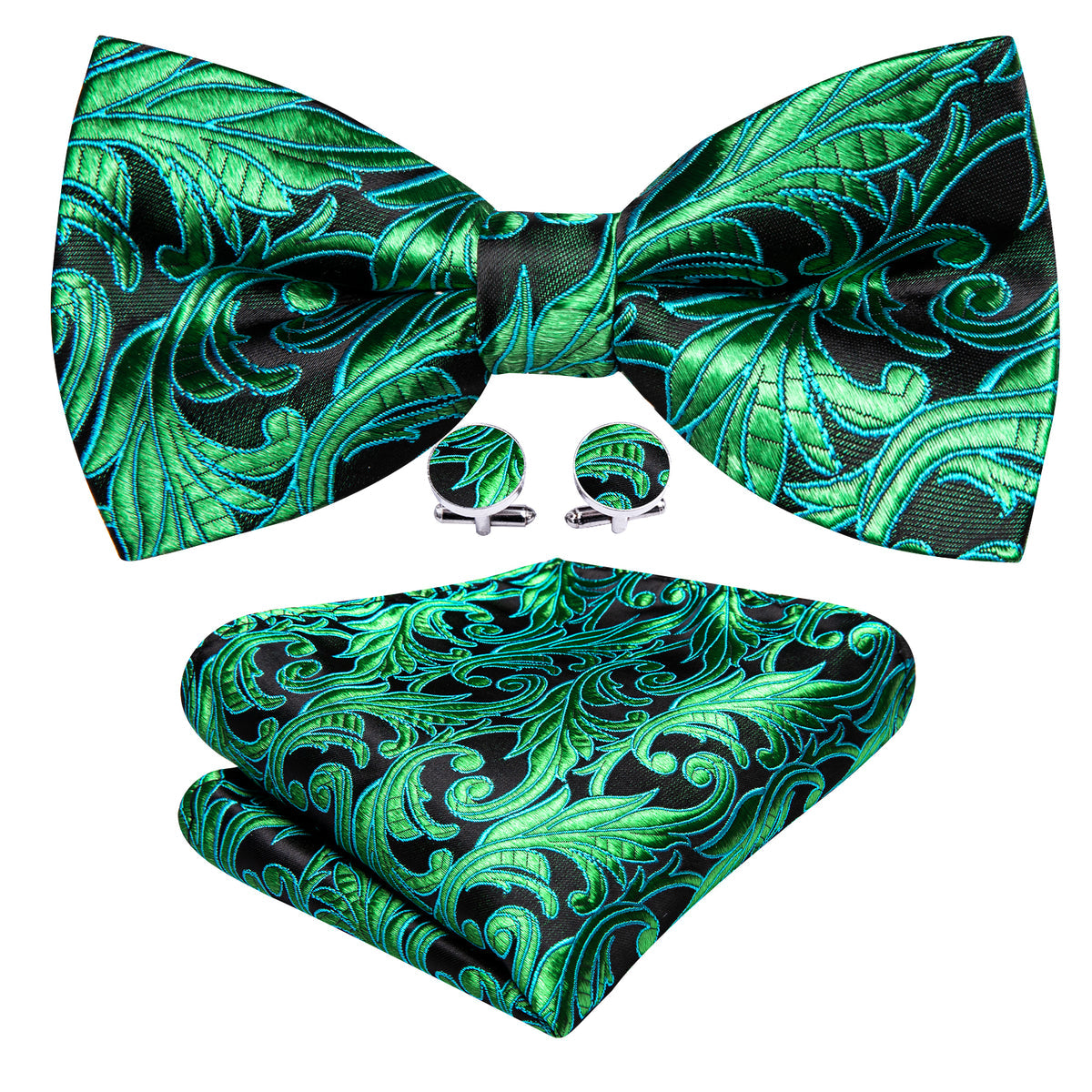Green Floral Bow Tie Set bow ties - Sophisticated Gentlemen