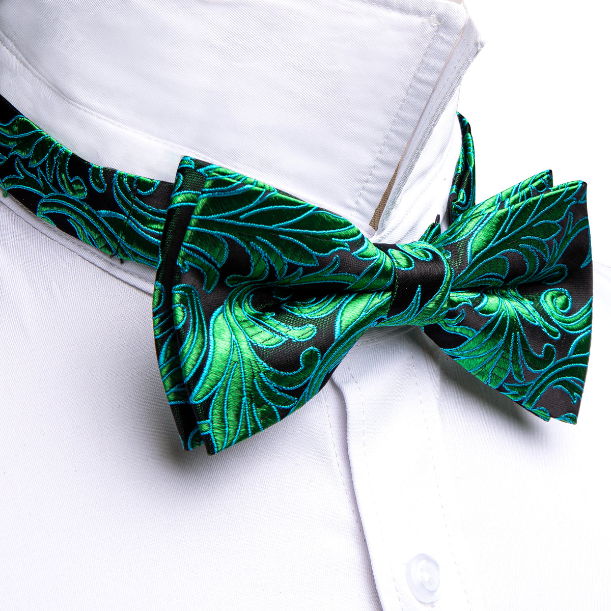 Green Floral Bow Tie Set bow ties - Sophisticated Gentlemen