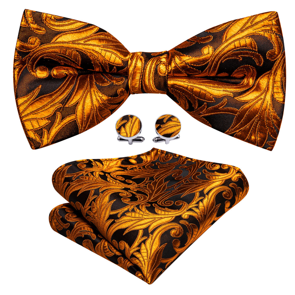 Brown and Orange Floral Bow Tie Set bow ties - Sophisticated Gentlemen
