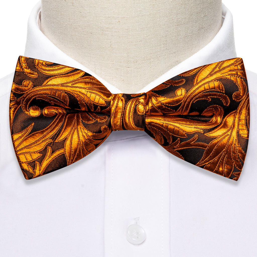 Brown and Orange Floral Bow Tie Set bow ties - Sophisticated Gentlemen